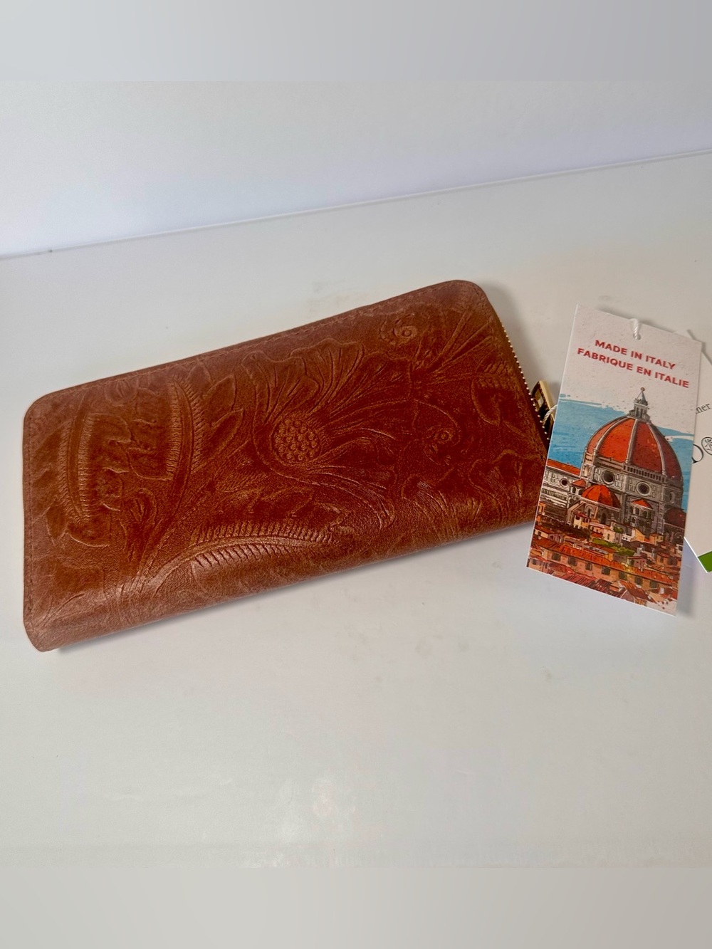 ISADORA Made in Italy Leather El Charro Tooled Wallet Cuoio NWT